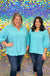 Andree By Unit No Limit Top - Blue Radiance, plus size, v-neck, 3/4 sleeve, ruffle