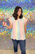 Emily Wonder Chessie Top - Multi, stripes, round neck, short sleeve, plus size