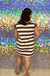 Entro Cameron Stripe Dress - Brown, plus size, pockets, mini dress, short sleeve, round neck