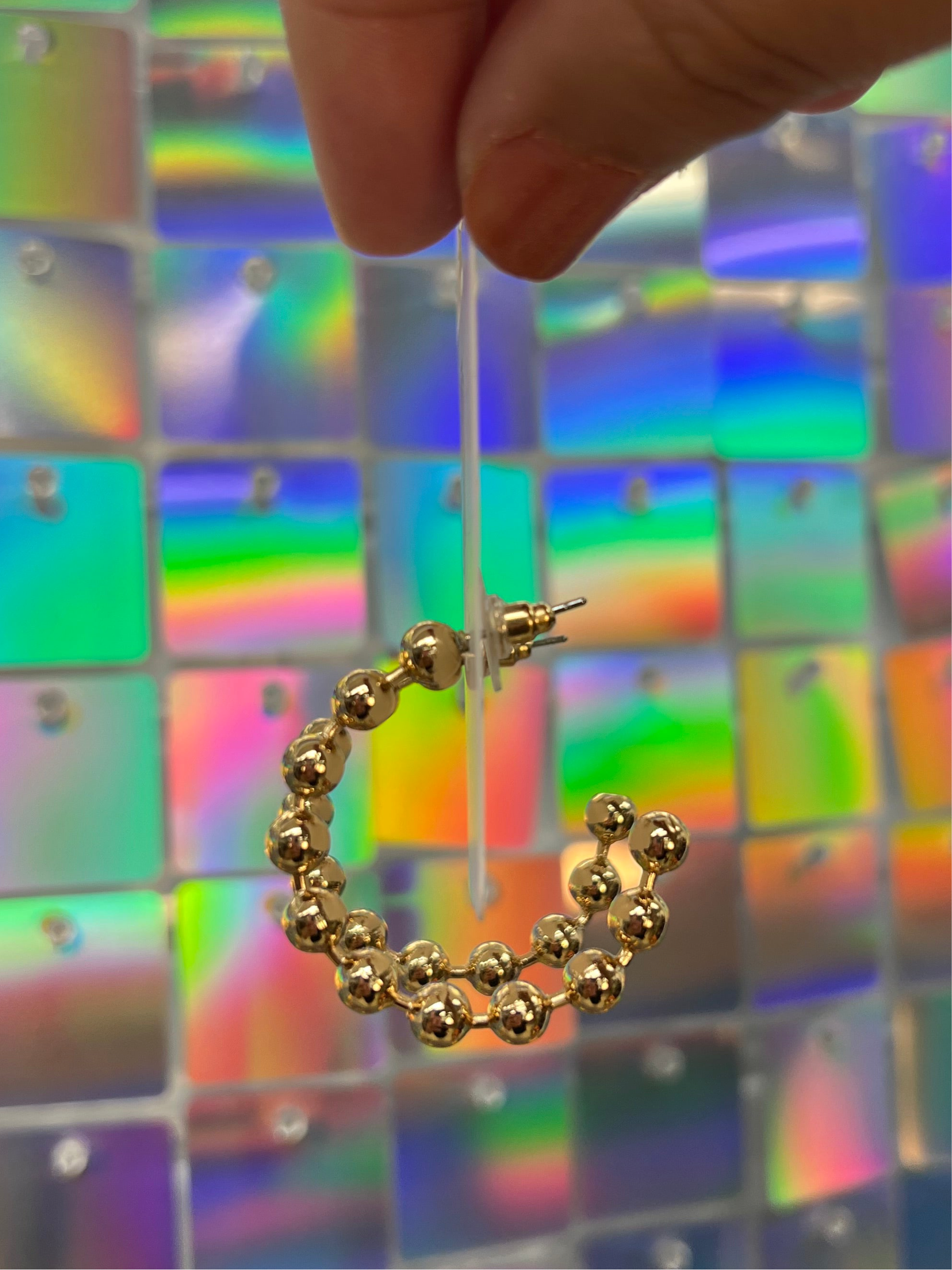 Medium Beaded Hoop - Gold