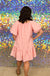 Entro Sway For Me Dress - Light Pink, drop waist, puff sleeve, square neck, tiered