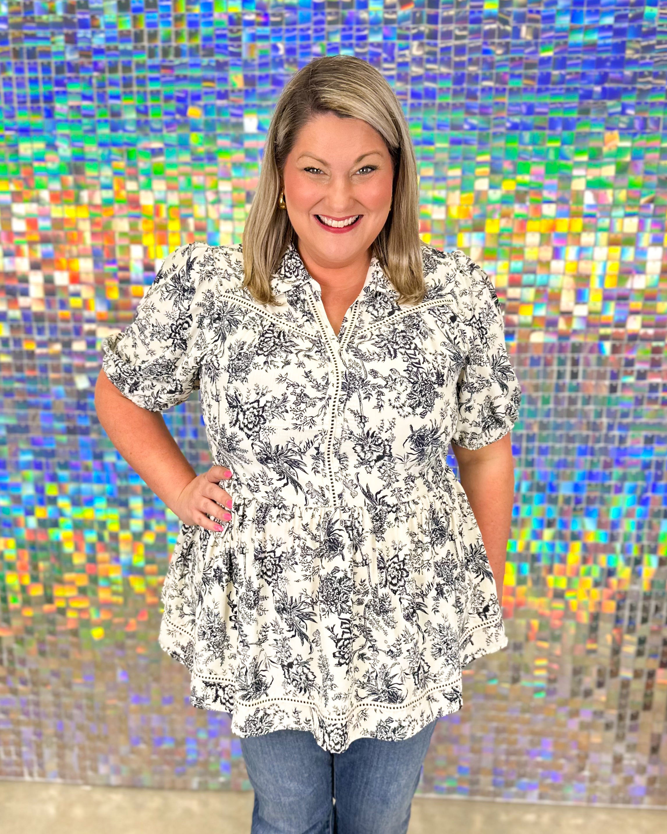 Afternoon Tea Top - Cream/Black