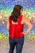 Adrienne Zoey Top - Chili Pepper SS, plus, red, cropped, sleeveless, ruffle strap