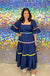 Entro Carly Ric Rac Dress - Navy, maxi, flowy sleeve, square neck, tiered
