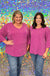 Andree By Unit Miranda Ribbed Top - Magenta, plus size, front pocket, ribbed, round neck, 3/4 sleeve