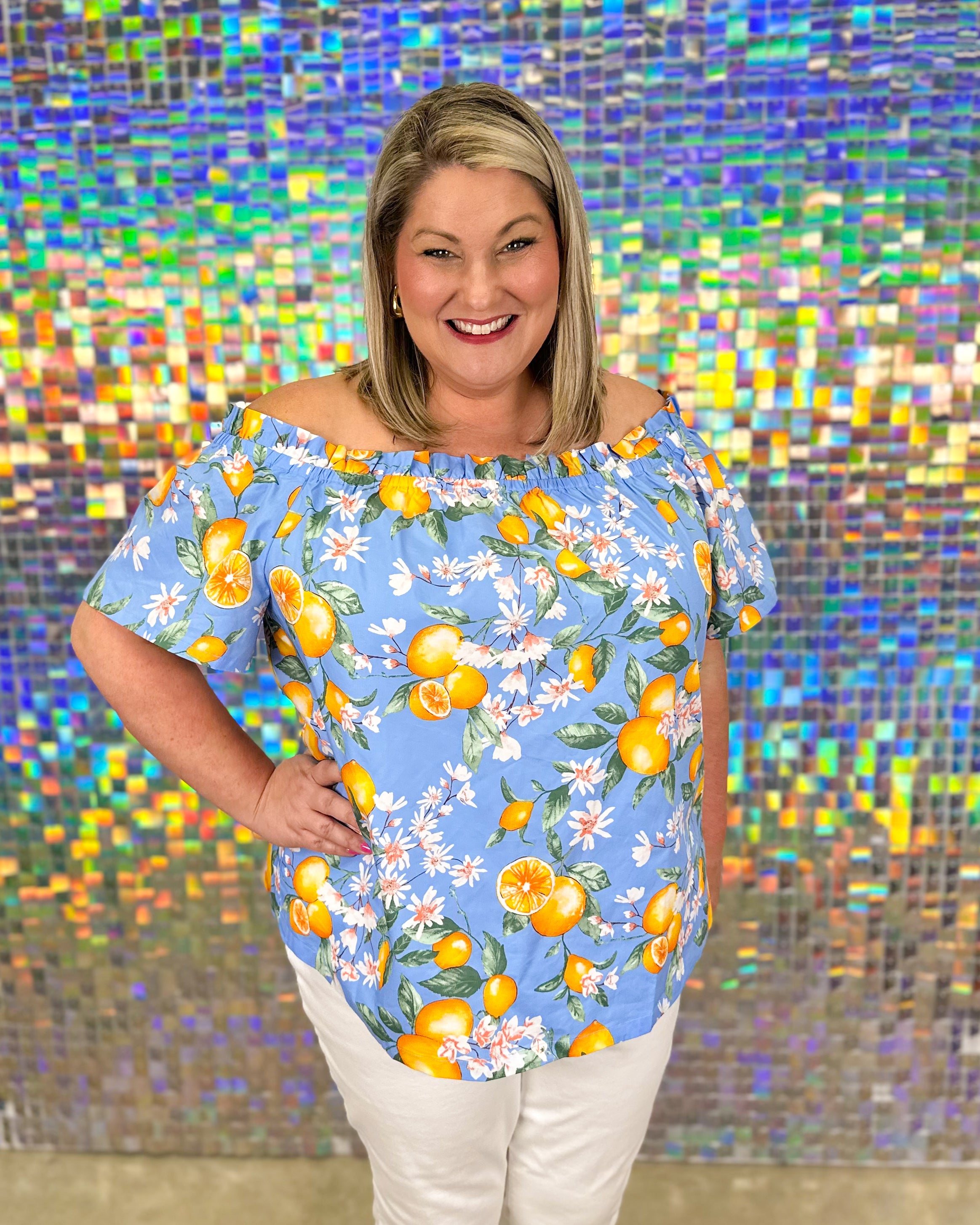 FINAL SALE Positano Top - Blue Lemon