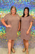 Entro Funday Dress - Peppercorn, mini, ribbed, plus size, pocket, round neck, short sleeve