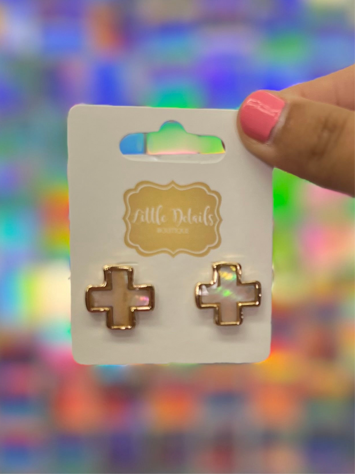 Pearlized Cross Earrings