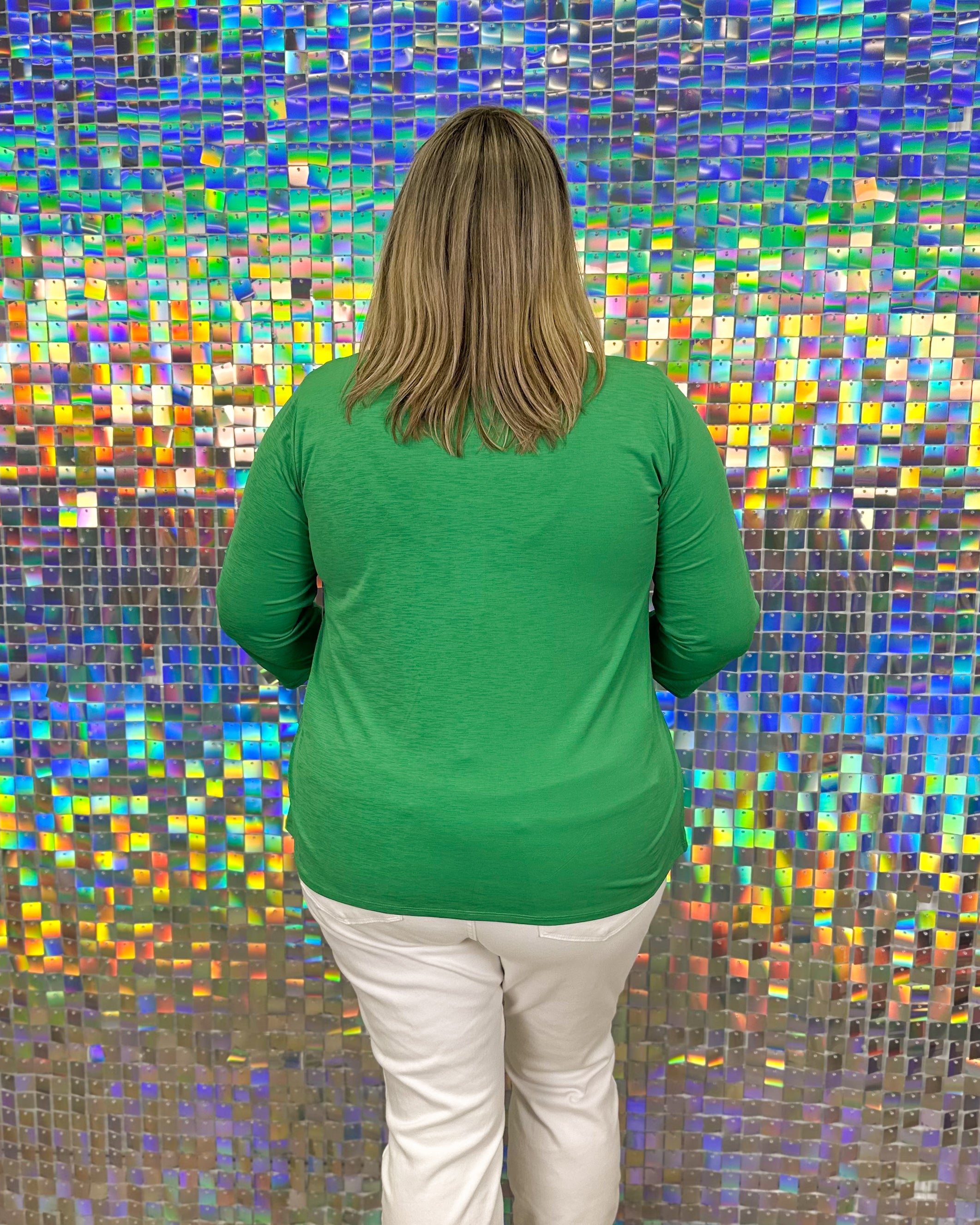 Liza V-Neck Top - Kelly Green