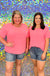Andree By Unit Whistle Top - Neon Pink, tee, plus size, round neck, short sleeve, solid