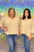 Easel Laurel Top - Khaki, v-neck, flowy, oversized, generous cut, 3/4 sleeve