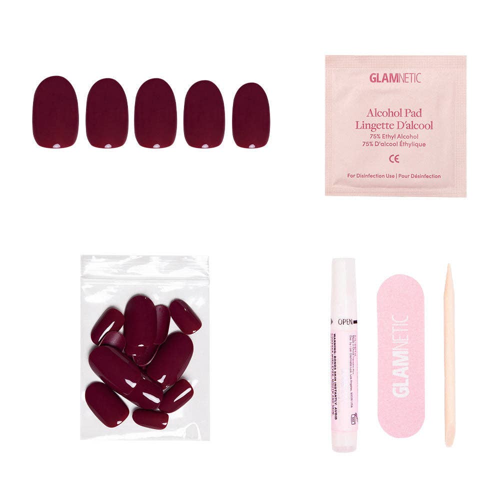 Glamnetic Berry Maroon Press-On Nails | Fall Solids | Short Round