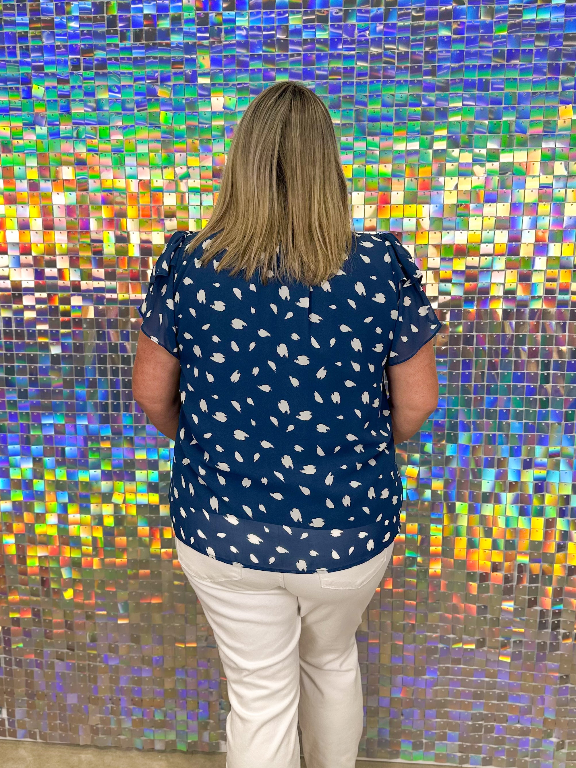 FINAL SALE - Elodie Top - Navy/Cream