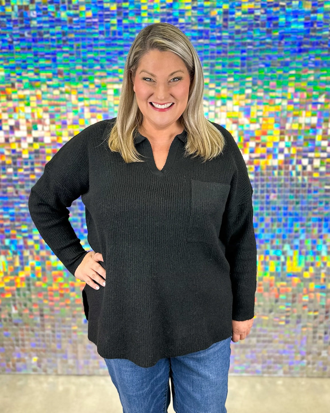 Noa Collared Sweater - Black