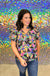 Entro One in a Million Top - Multi, Black, print, short sleeve, puff sleeve, v-neck, plus size, color