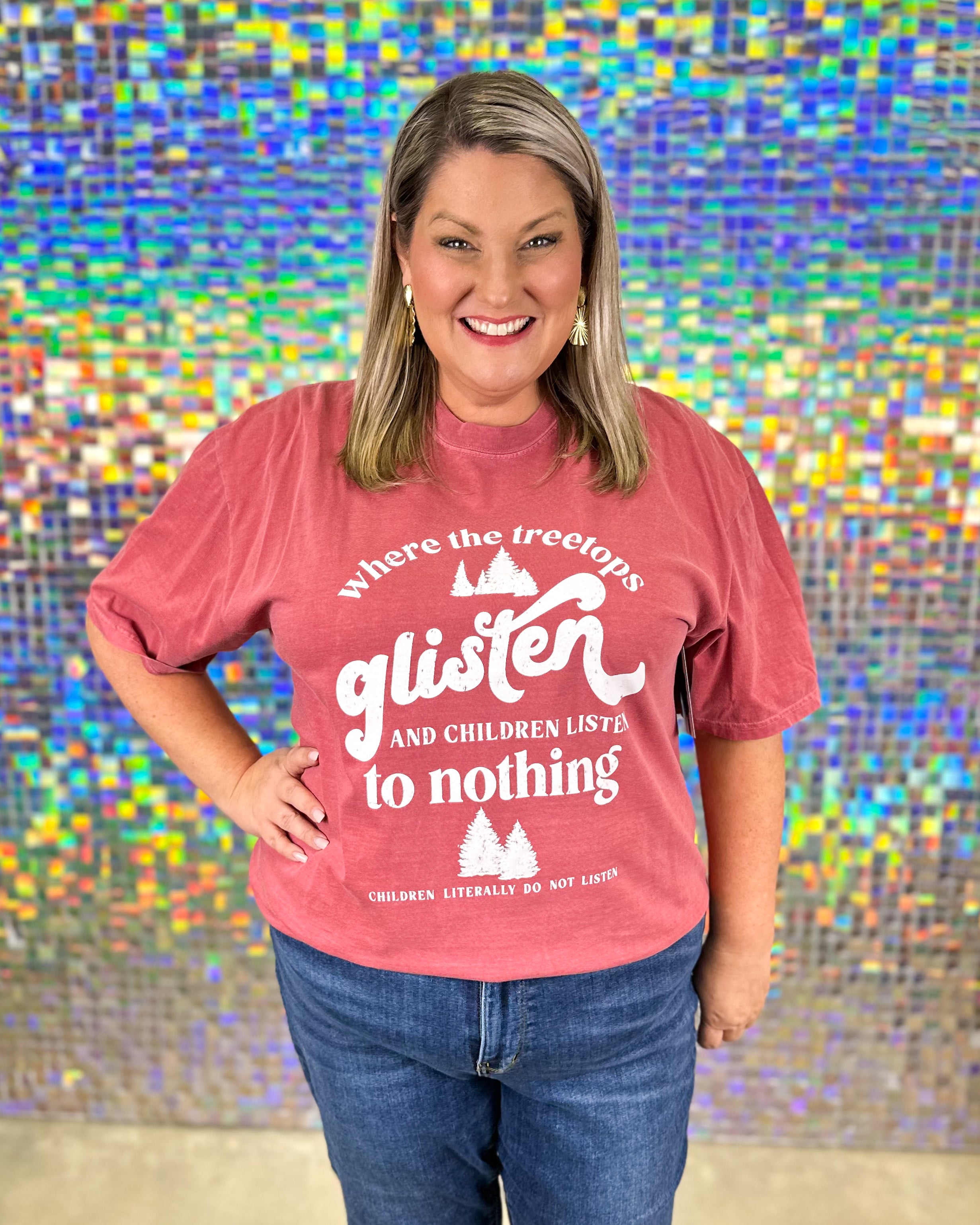 Where the Treetops Glisten Tee - Crimson