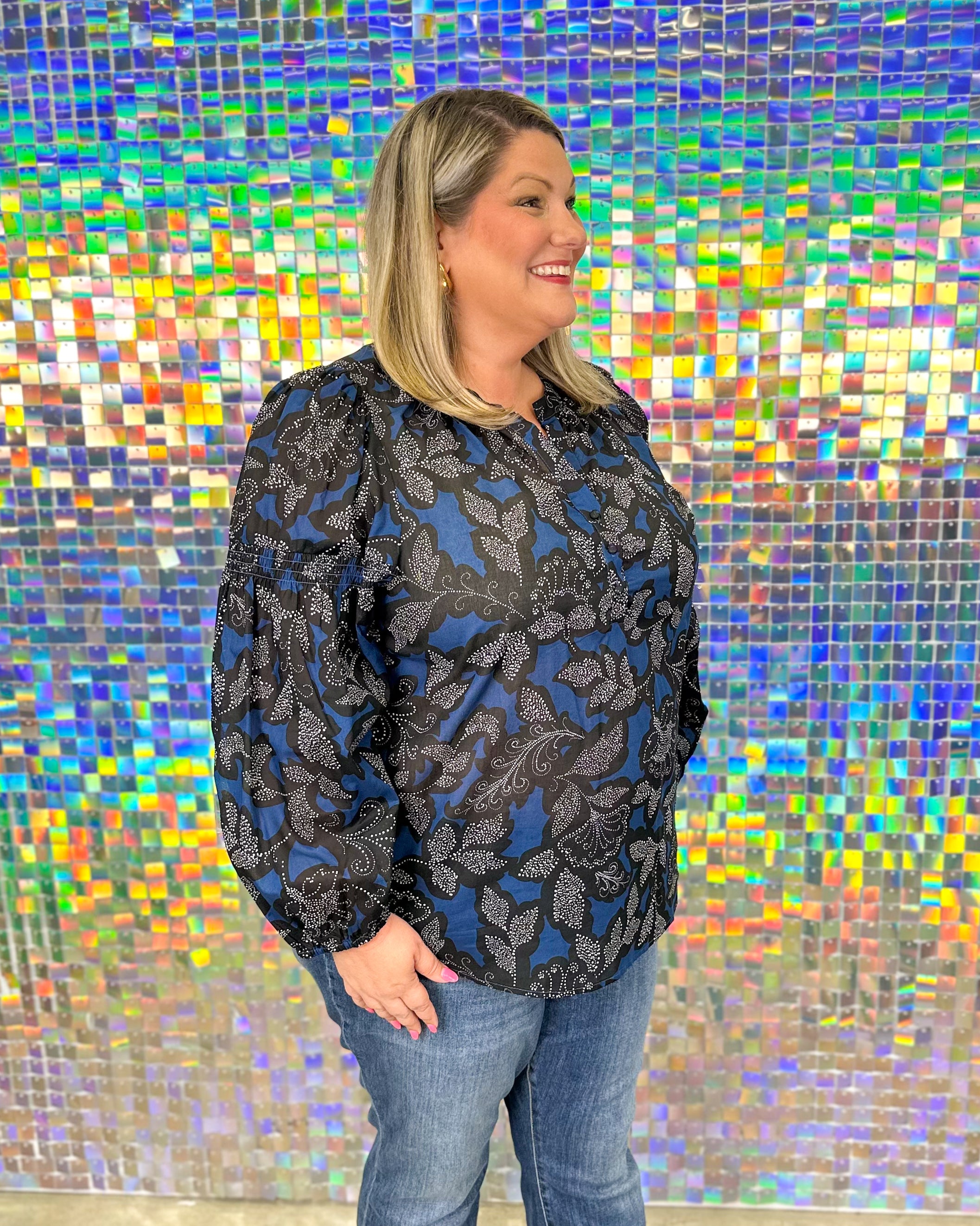 Aurina Top - Navy/Black