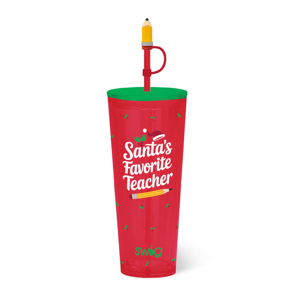 Swig 24oz Plastic Tumbler - Santa’s Favorite Teacher