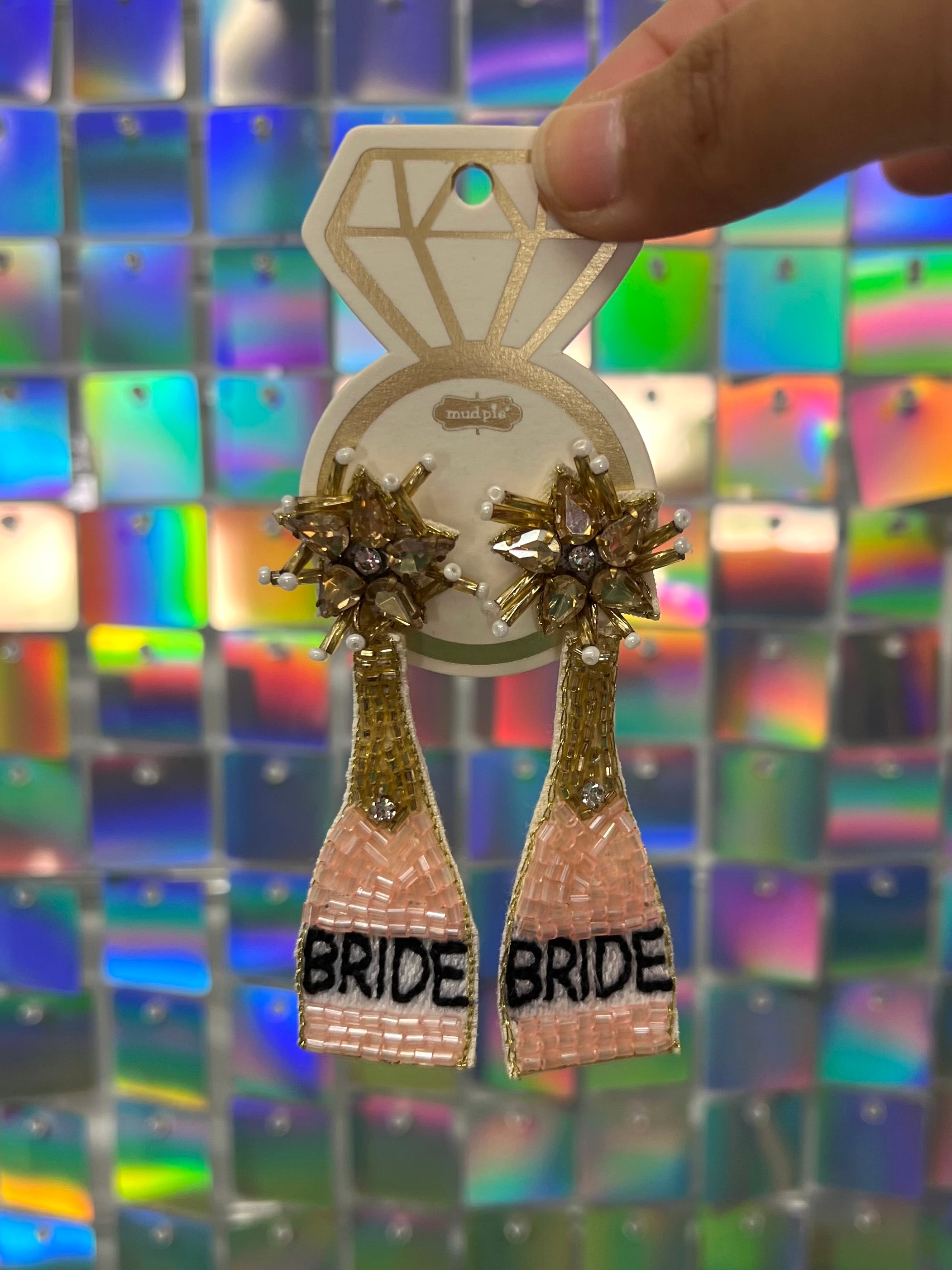 Bride Beaded Earrings - Pink