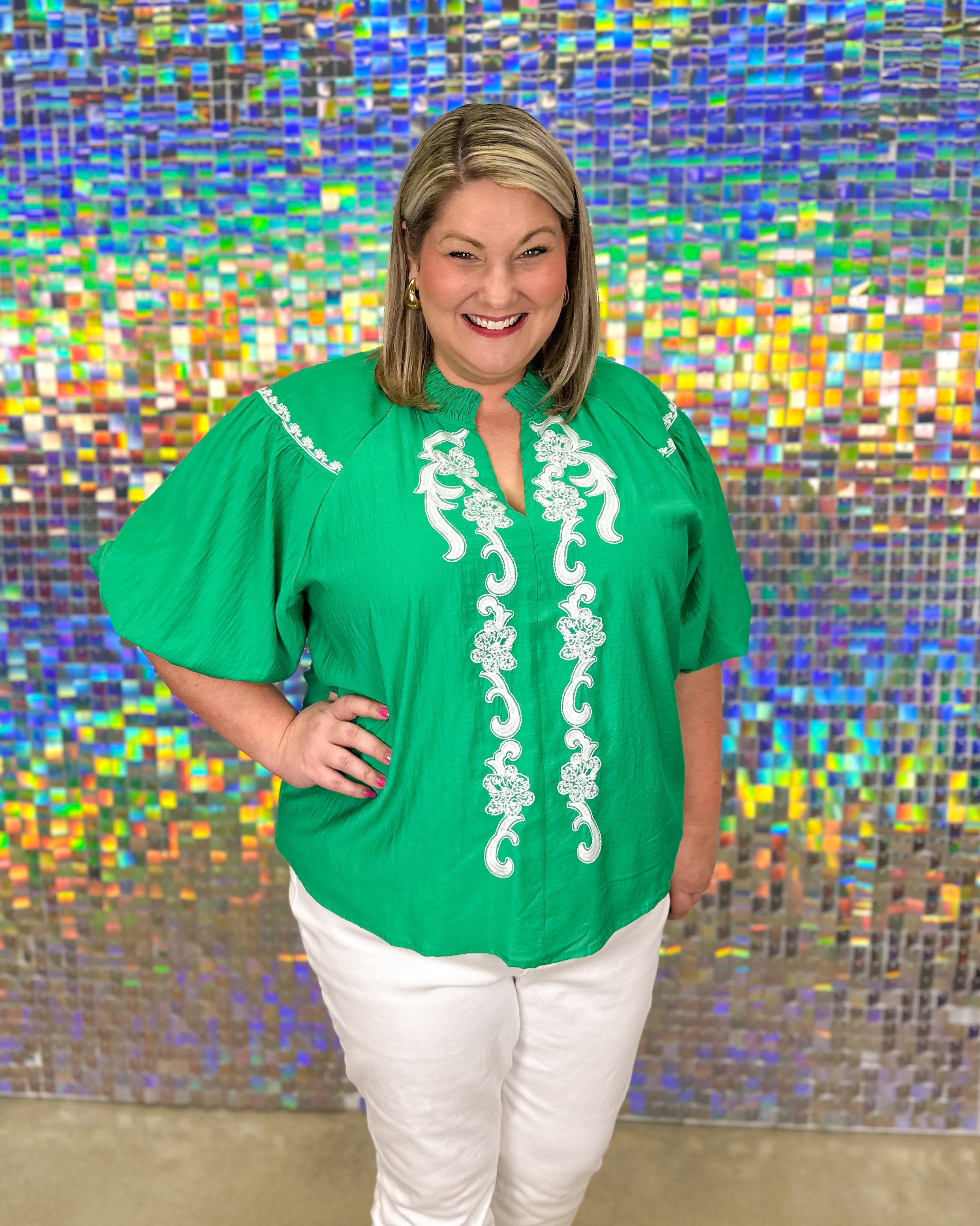 FINAL SALE Pressley Top - Kelly Green