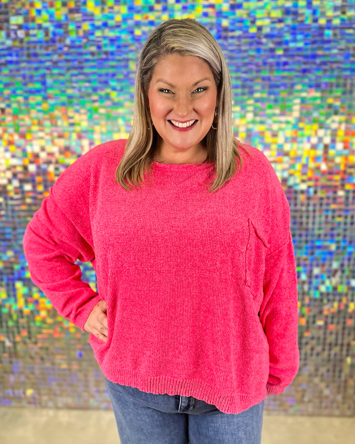 Cozy Sunset Sweater - Hot Pink