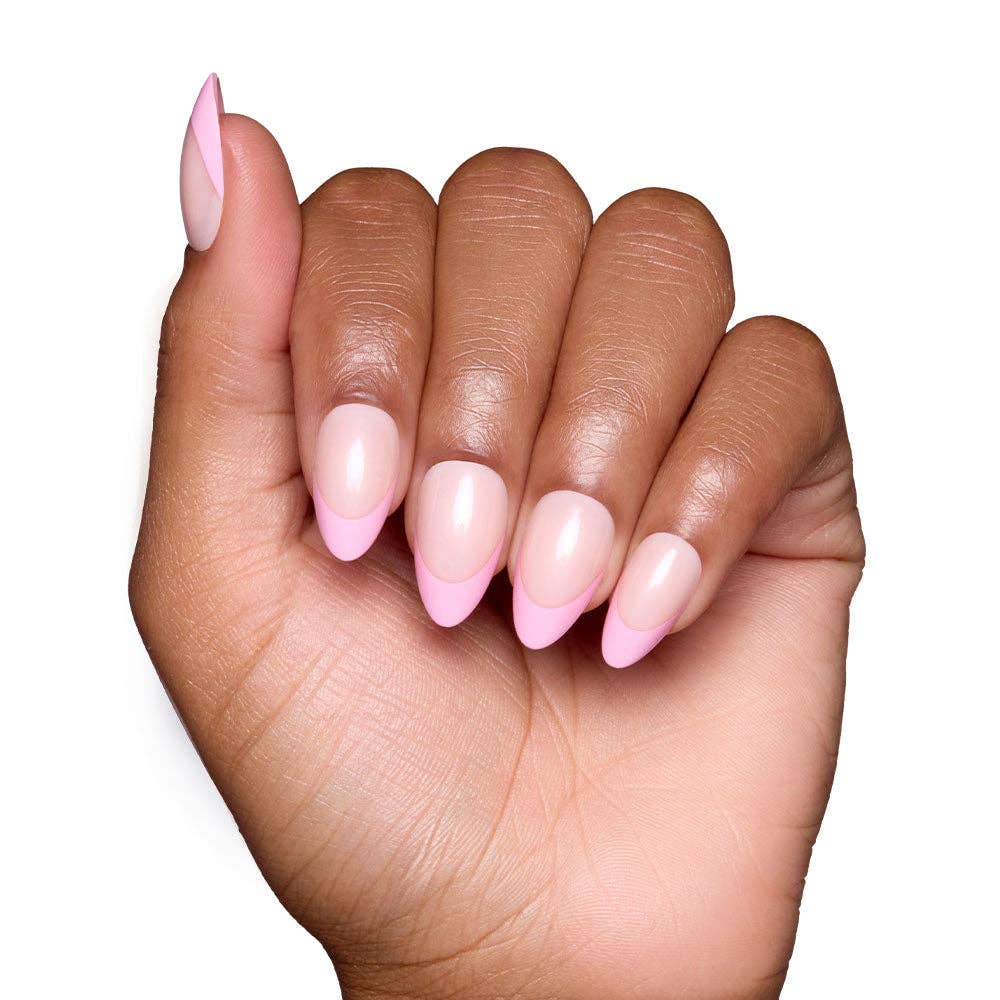Glamnetic Pink Macaron Press-On Nails | Pink French Tip | Short Almond