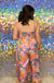 Entro Aloha Cropped Jumpsuit - Orange, spaghetti strap, sleeveless, sweetheart neckline, floral, midi, wide leg