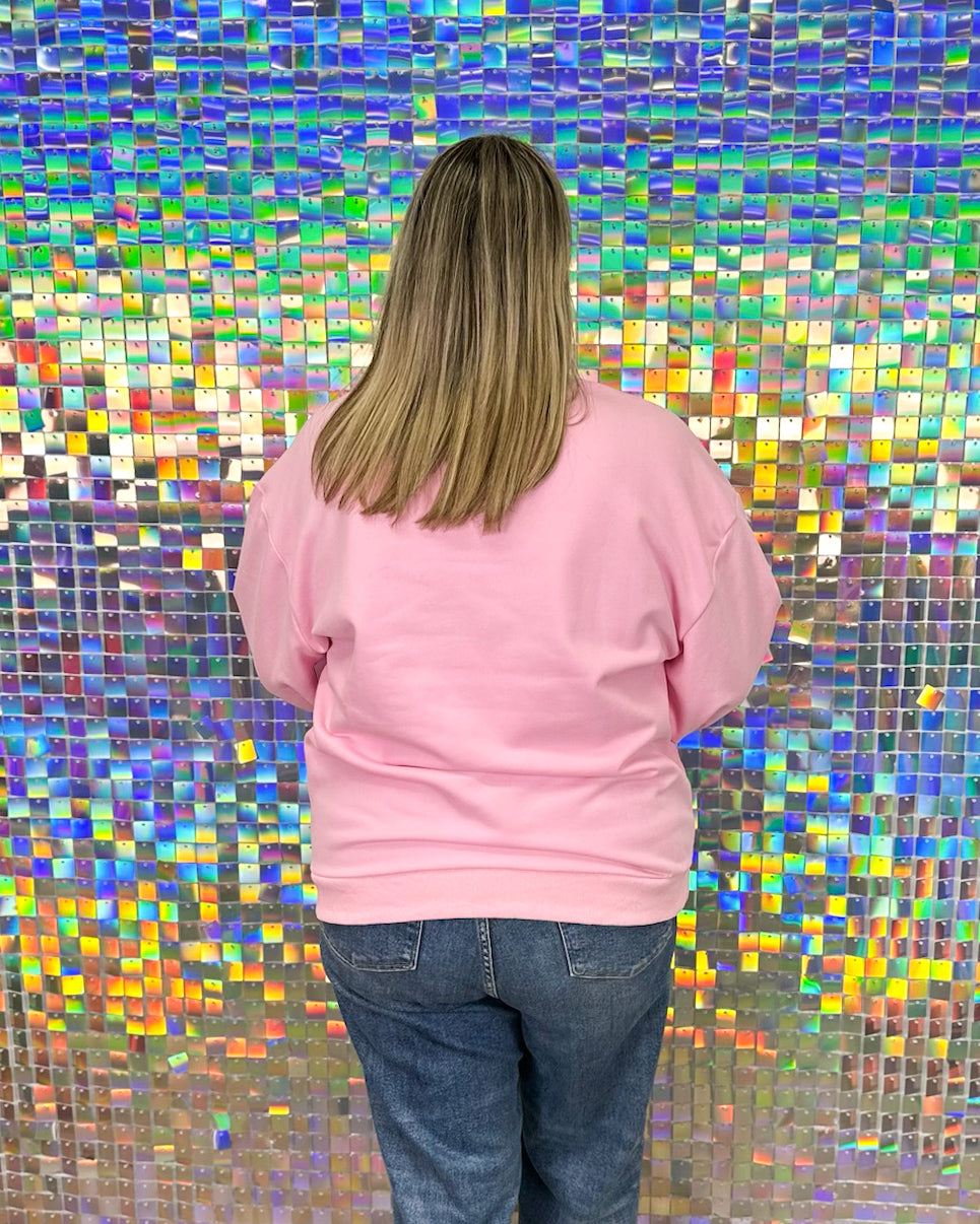 Queen of Sparkles Mahjong Christmas Tree Sweatshirt  - Pink