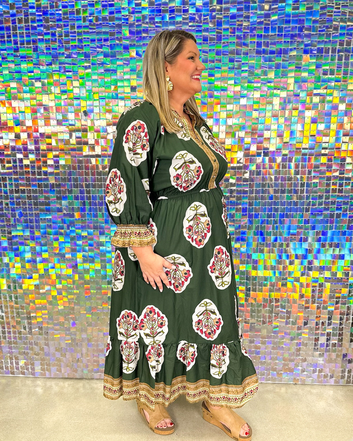 Jasmine Dress - Palm Green Mix