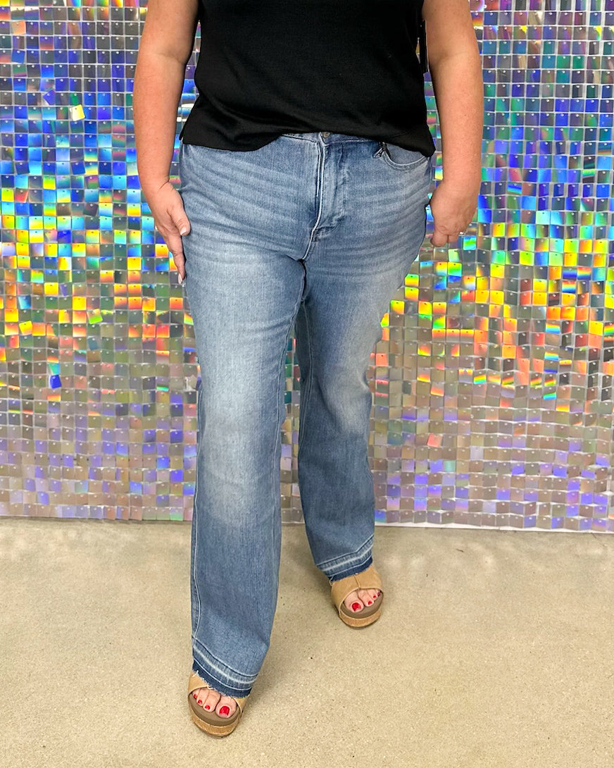 Judy Blue Cassandra Mid Rise Slim Bootcut Release Hem - Medium Wash