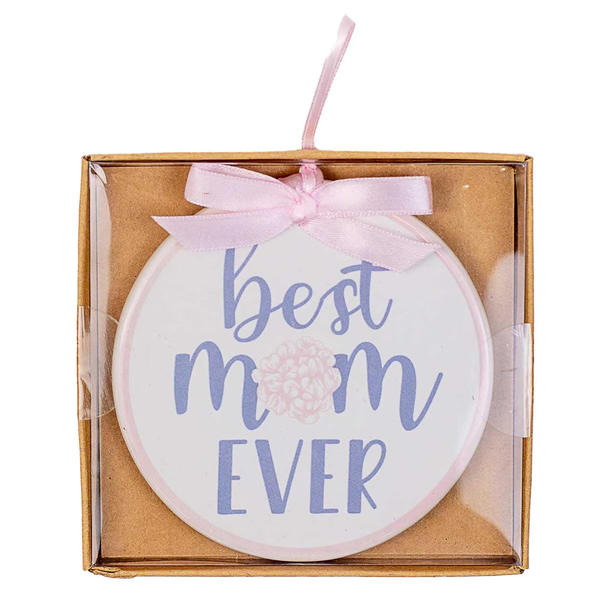 FINAL SALE Best Mom Ornament - White/Light Pink/Berry