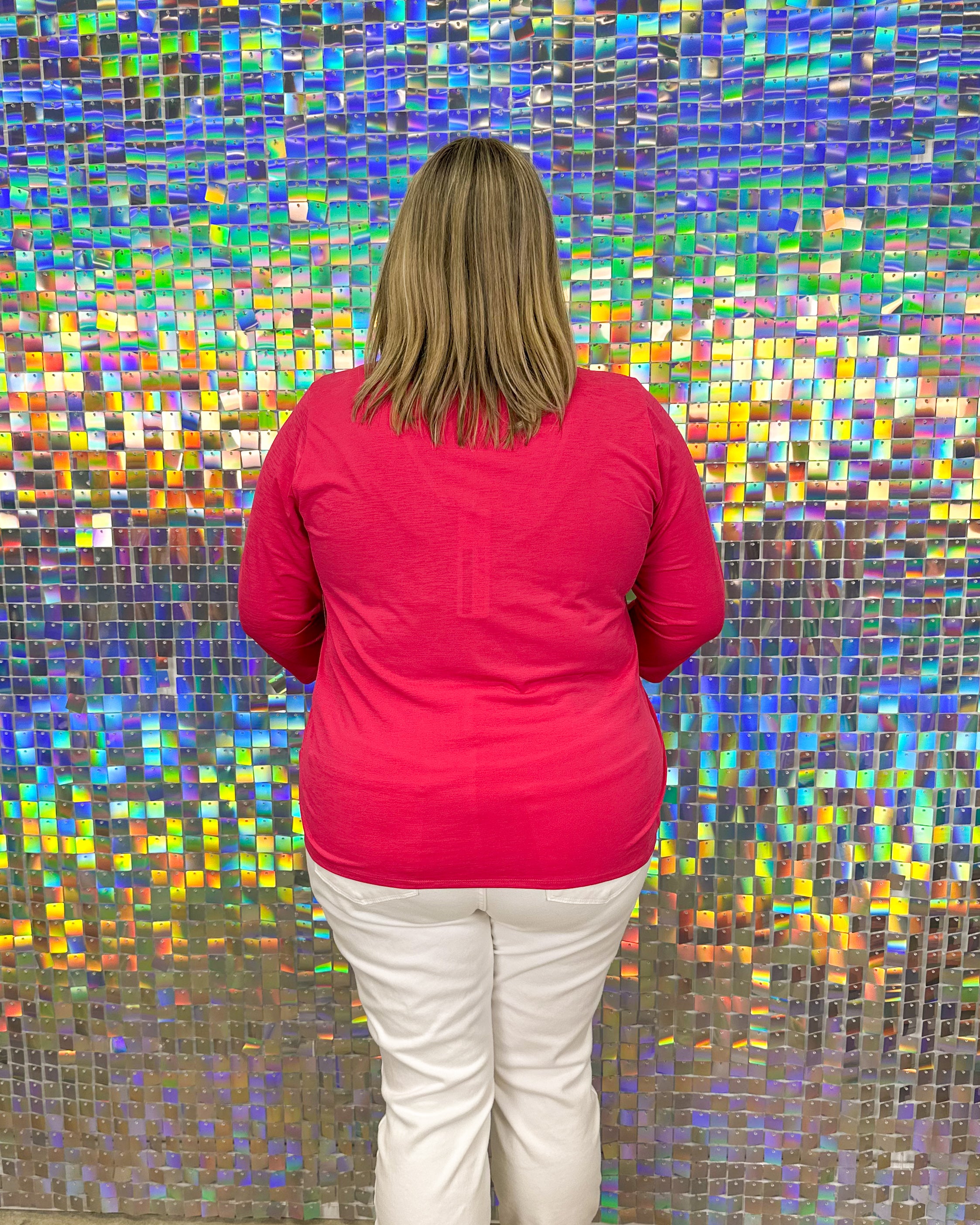 Liza V-Neck Top - Hot Pink