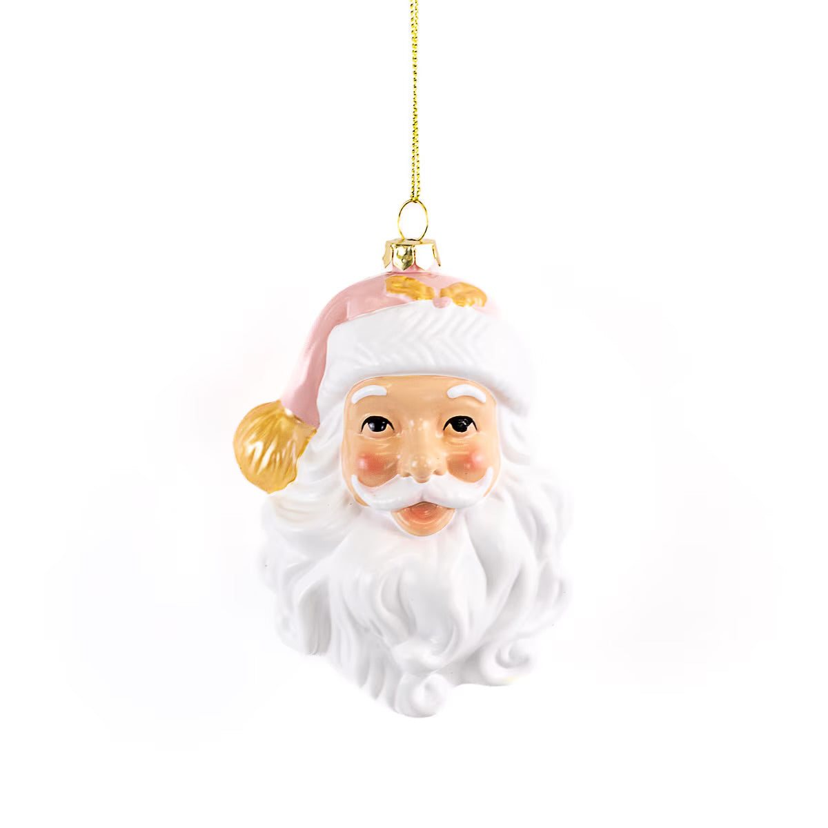 HoHoHo Santa Ornament - Pink/White