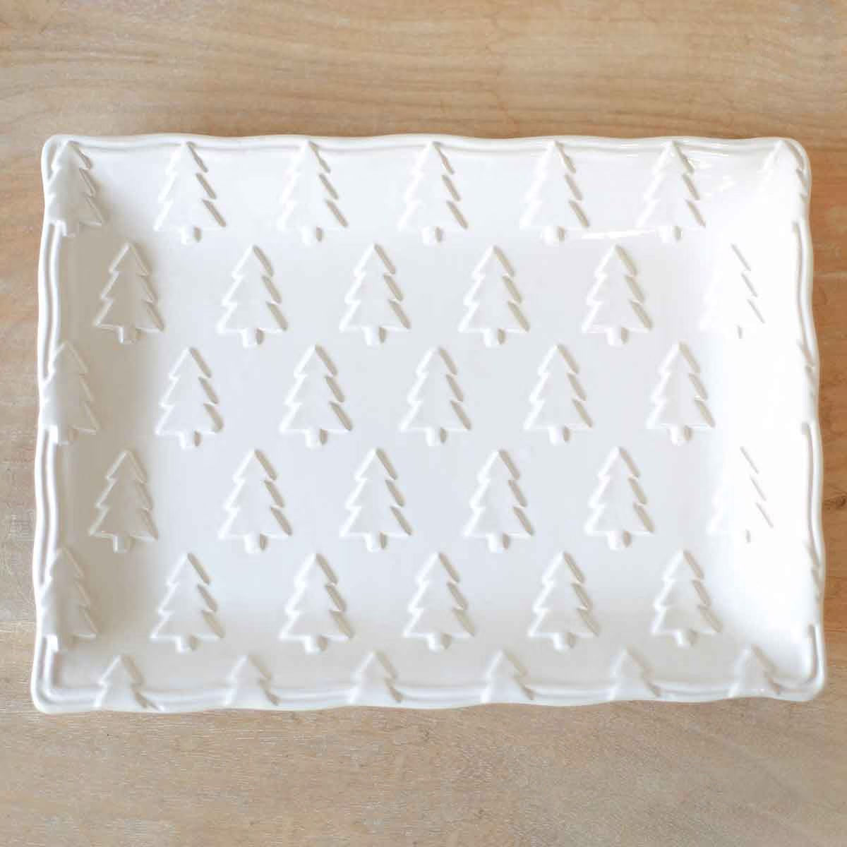 Balsam Lane Embossed Small Platter - White