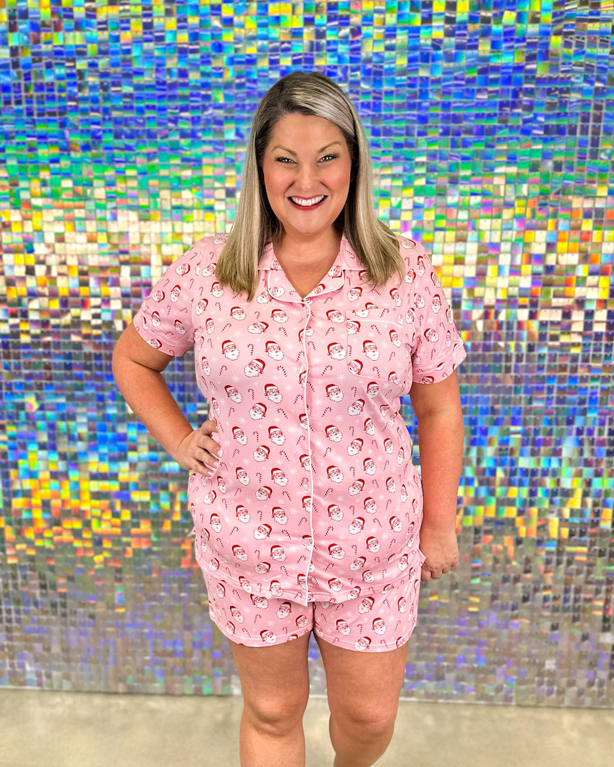 Candy Cane Cutie Sleep Shorts - White/Multi