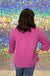 Andree By Unit Miranda Ribbed Top - Magenta, plus size, front pocket, ribbed, round neck, 3/4 sleeve