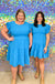 She & Sky Mia Dress - Turquoise, smocked, tiered, round neck, ruffled sleeve, plus size