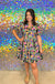 Entro One in a Million Dress - Multi, print, tiered, mini, short sleeve, puff sleeve, v-neck