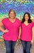 Andree By Unit Confessions Top - Hot Pink, plus size, gauze, v-neck, seam, sleeveless