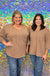 Andree By Unit Miranda Ribbed Top - Coffee, plus size, front pocket, ribbed, round neck, 3/4 sleeve