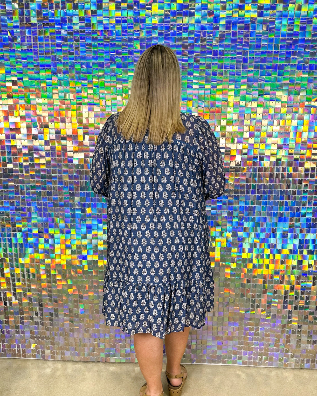 Rhodes Dress - Blue/Cream