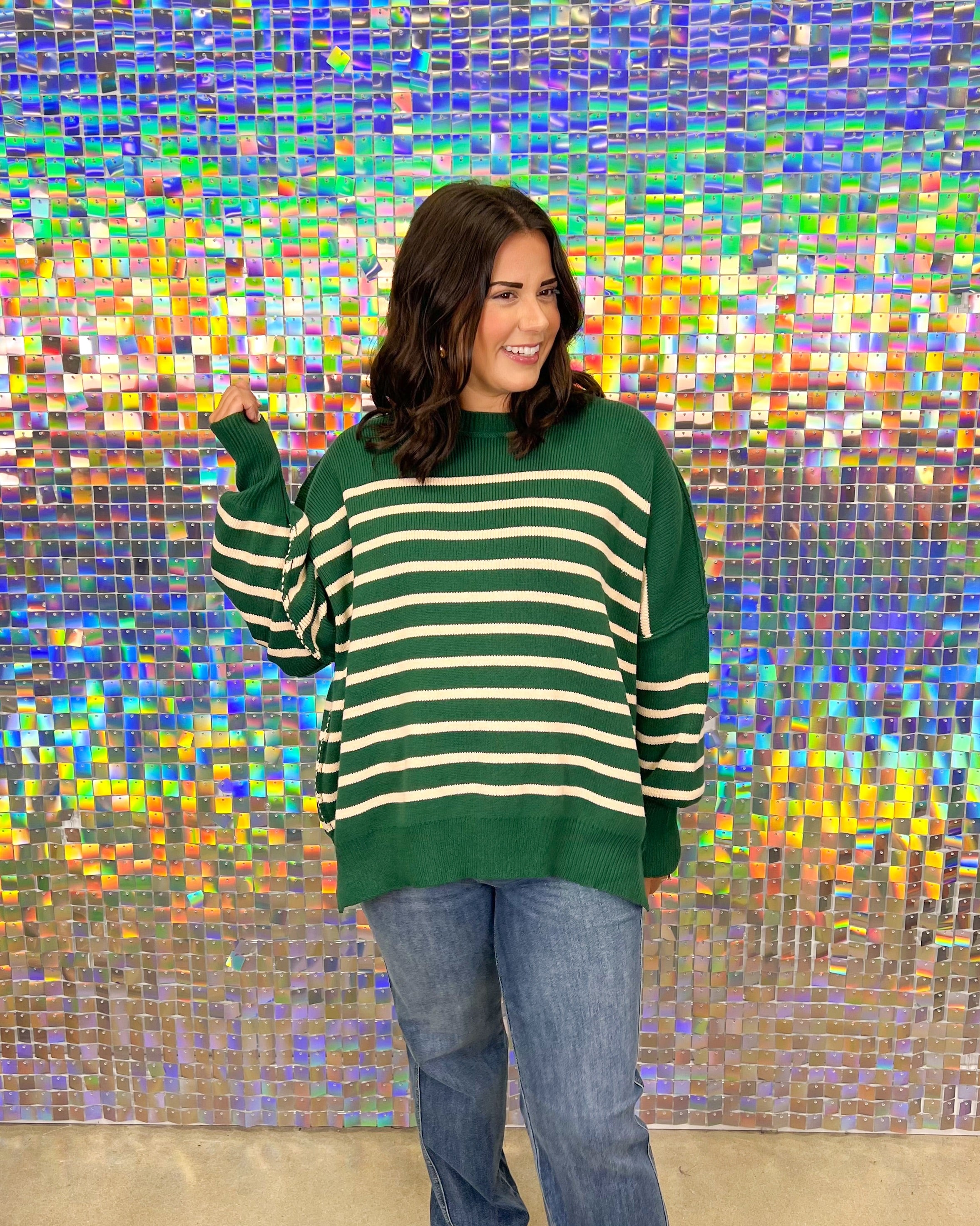 Kasey Striped Sweater - Hunter Green