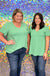 Entro Timeless Top - Jade, short rolled cuff sleeve, ribbed, front pocket, plus size