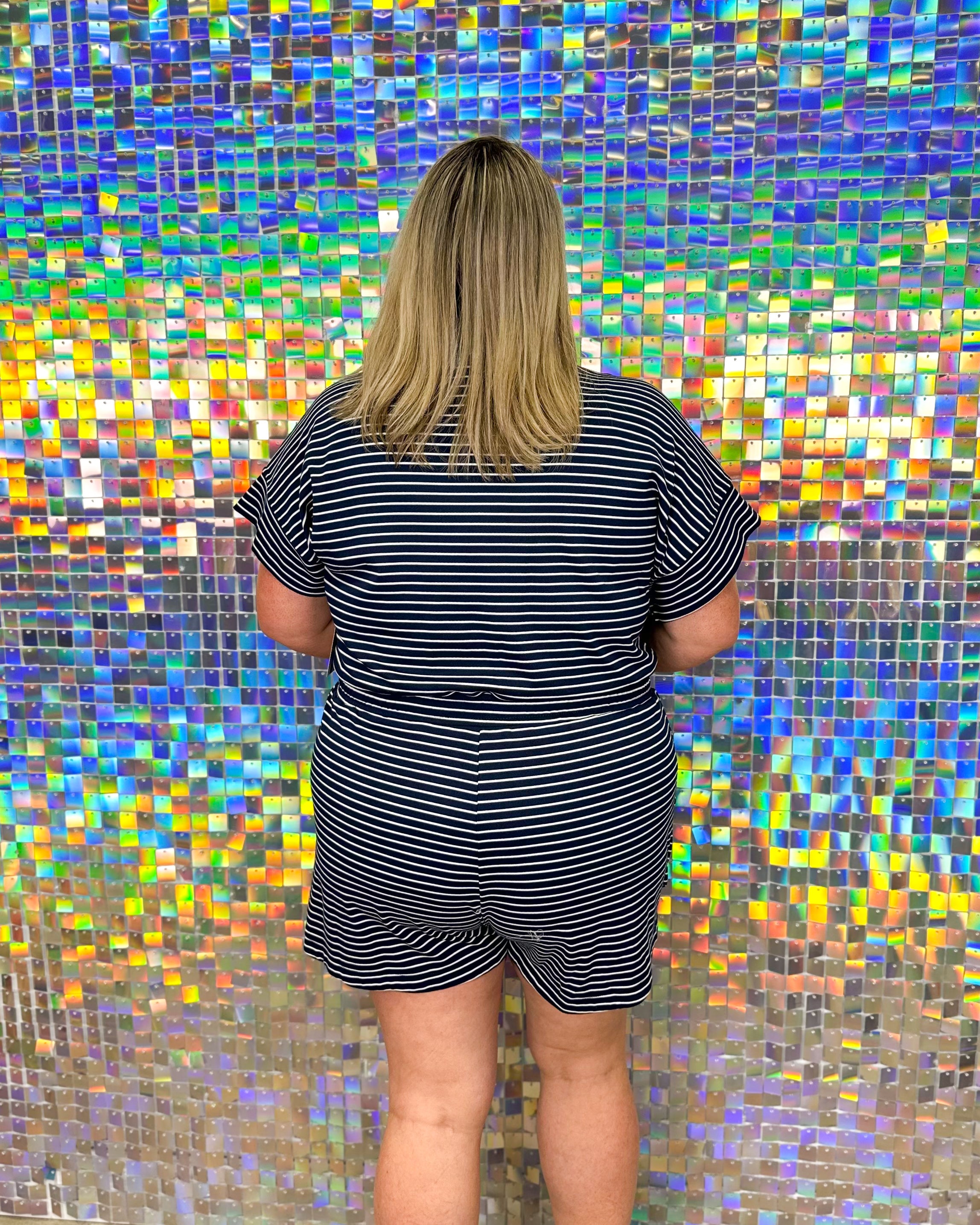 FINAL SALE Valerie Romper - Navy/Cream