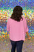 White Birch Skipper Top - Barbie Pink, oversized, front pocket, cuffed short sleeve, textured, ribbed