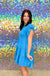 She & Sky Mia Dress - Turquoise, smocked, tiered, round neck, ruffled sleeve, plus size