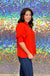 Umgee Tangled Top - Orange/red, 3/4 sleeve with smocked cuff, pleated v-neck with trim, plus size