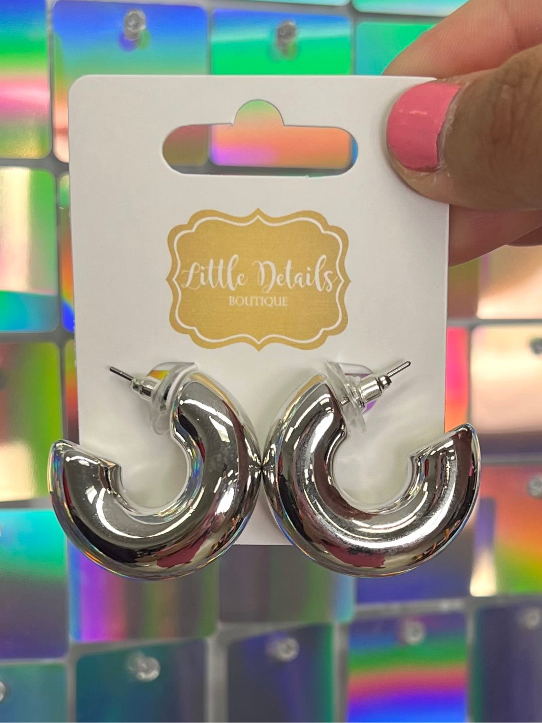 Medium Chunky Hoops - Silver