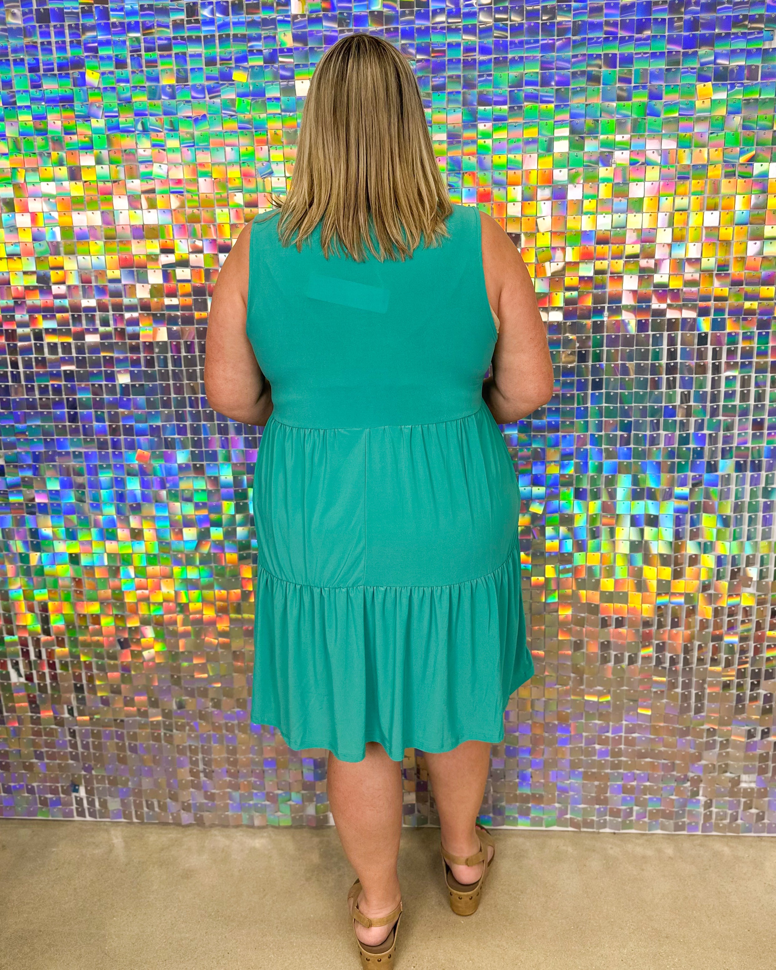 FINAL SALE Lizzy Tiered Sleeveless Dress - Emerald