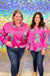 Lovely Melody Hear me Roar Top - Magenta, long sleeve, collared, button down, leopard print, plus